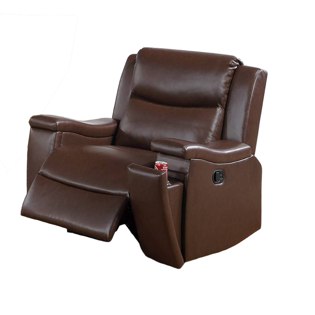 Fauteuil inclinable manuel Renna avec porte-gobelet, similicuir marron camel