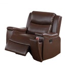 Fauteuil inclinable manuel Renna avec porte-gobelet, similicuir marron camel