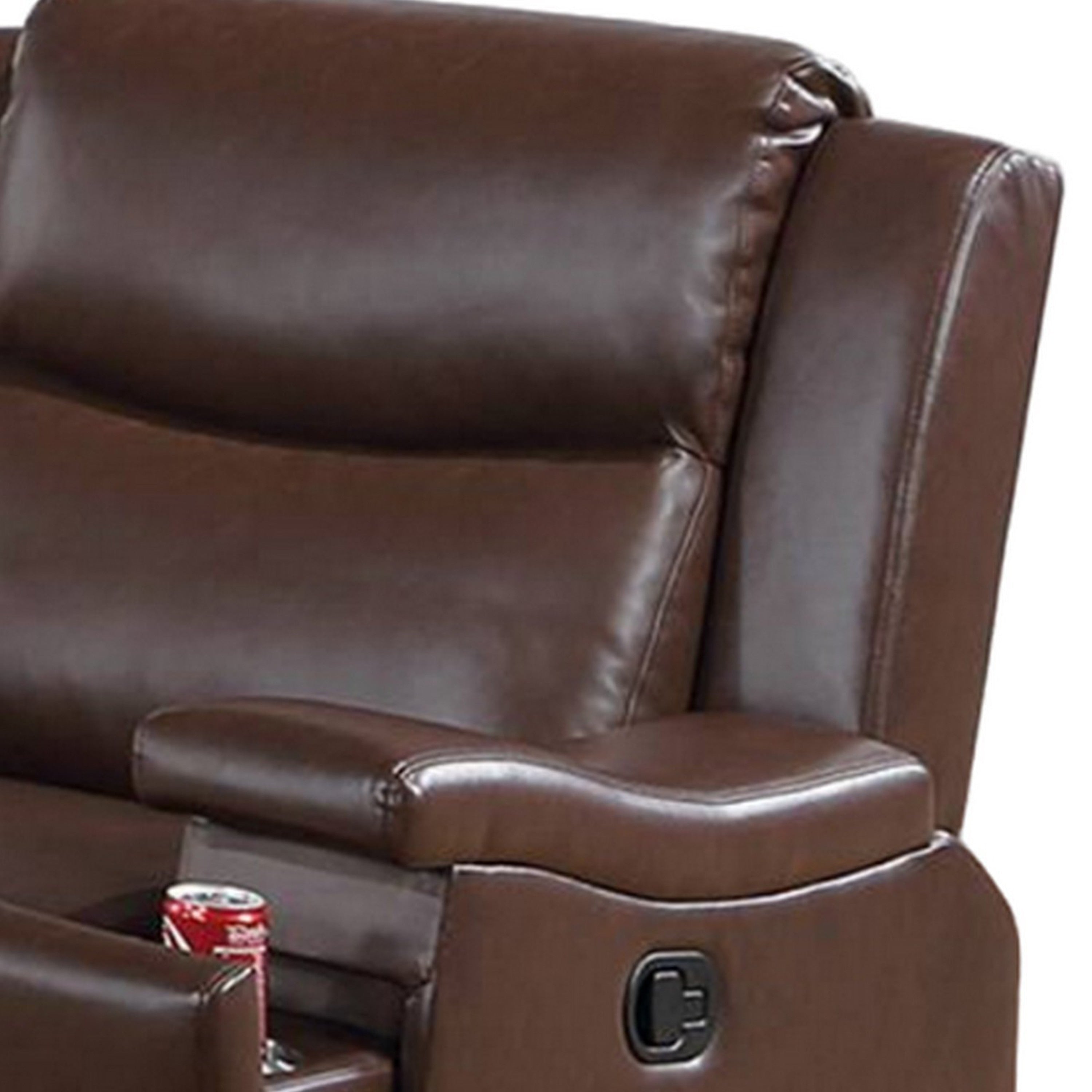 Fauteuil inclinable manuel Renna avec porte-gobelet, similicuir marron camel