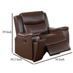 Fauteuil inclinable manuel Renna avec porte-gobelet, similicuir marron camel