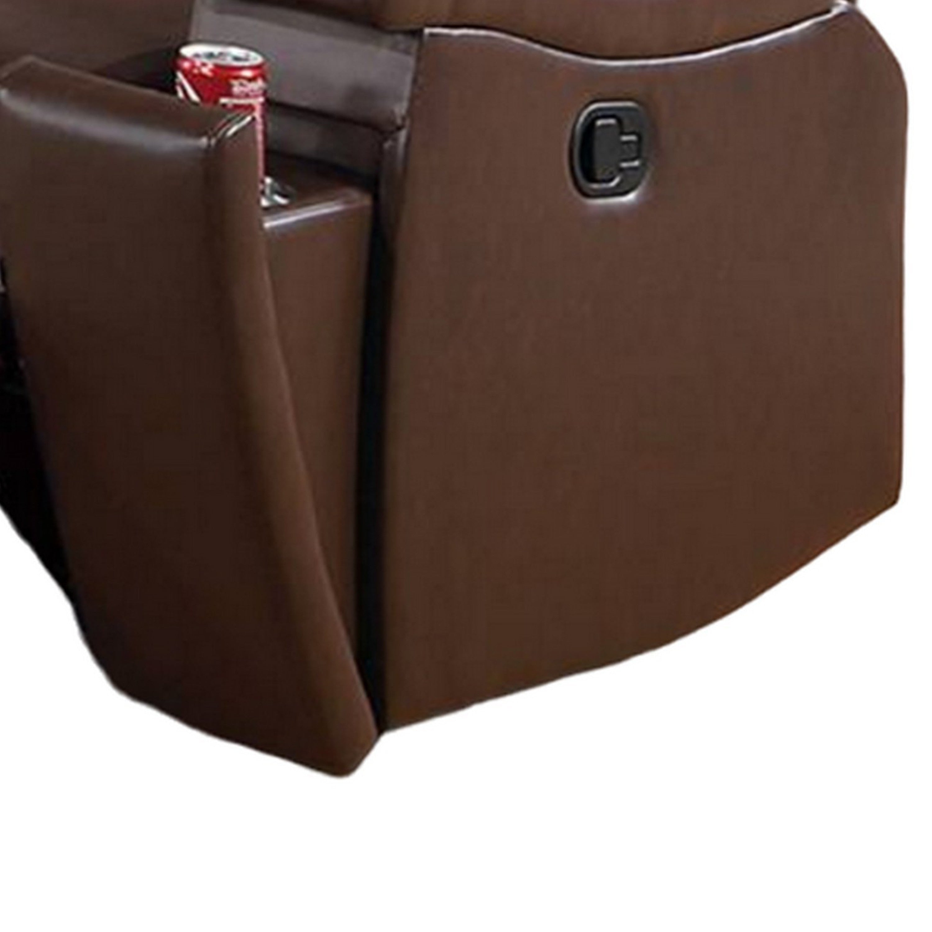 Fauteuil inclinable manuel Renna avec porte-gobelet, similicuir marron camel
