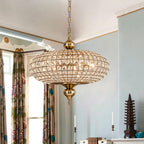 Lustre rétro français à 4 ou 5 lumières en laiton antique avec globe en cristal et suspension pour îlot de cuisine