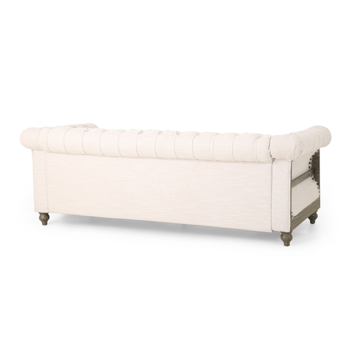 Canapé Chesterfield 3 places capitonné à boutons de style rétro 85,5 avec pieds en bois pour le salon