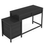 Bureau d'ordinateur réversible avec 5 tiroirs, bureau à domicile avec classeur, tiroir et support d'imprimante