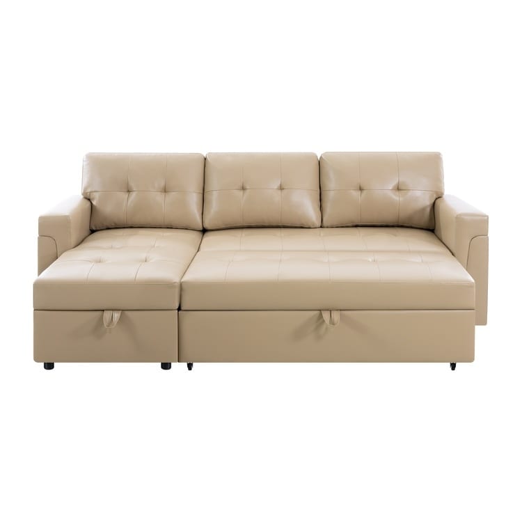 Canapé sectionnel convertible réversible avec lit gigogne, méridienne avec rangement dissimulé et pieds robustes
