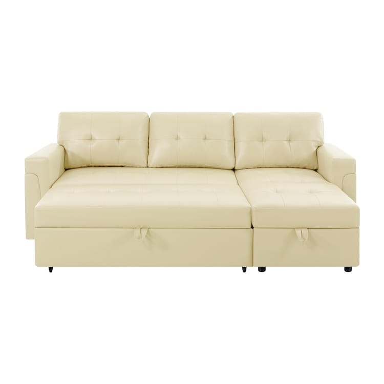 Canapé sectionnel convertible réversible avec lit gigogne, méridienne avec rangement dissimulé et pieds robustes