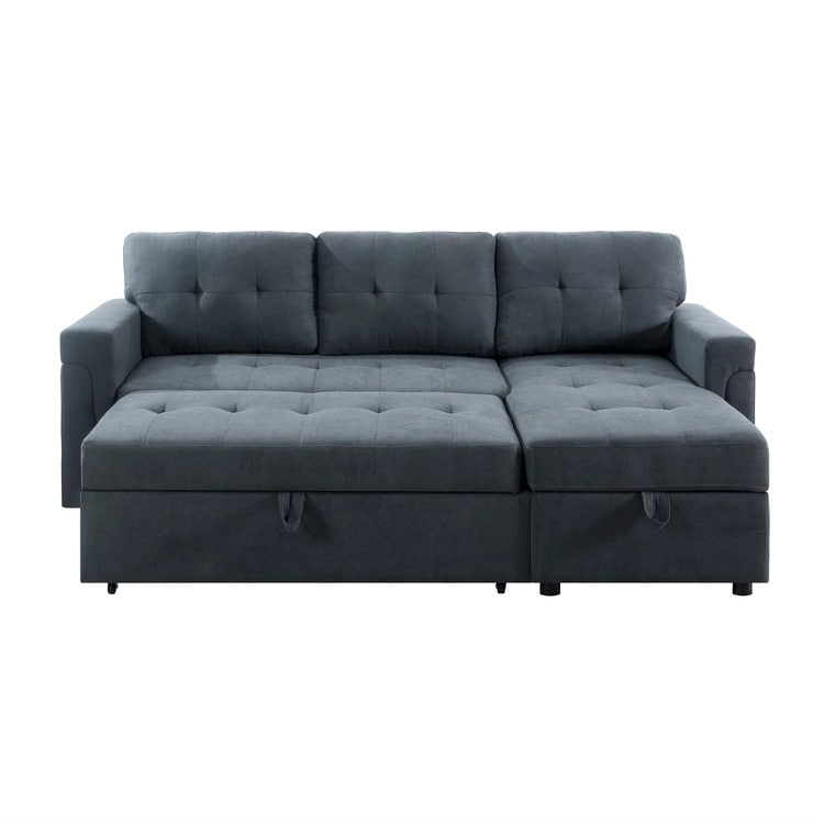 Canapé sectionnel convertible réversible avec lit gigogne, méridienne avec rangement dissimulé et pieds robustes
