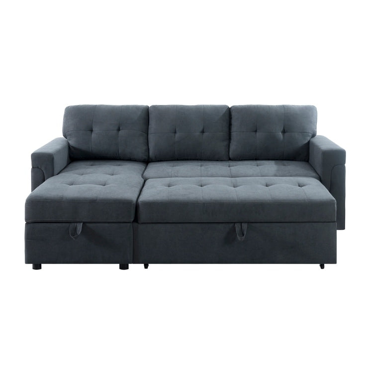 Canapé sectionnel convertible réversible avec lit gigogne, méridienne avec rangement dissimulé et pieds robustes