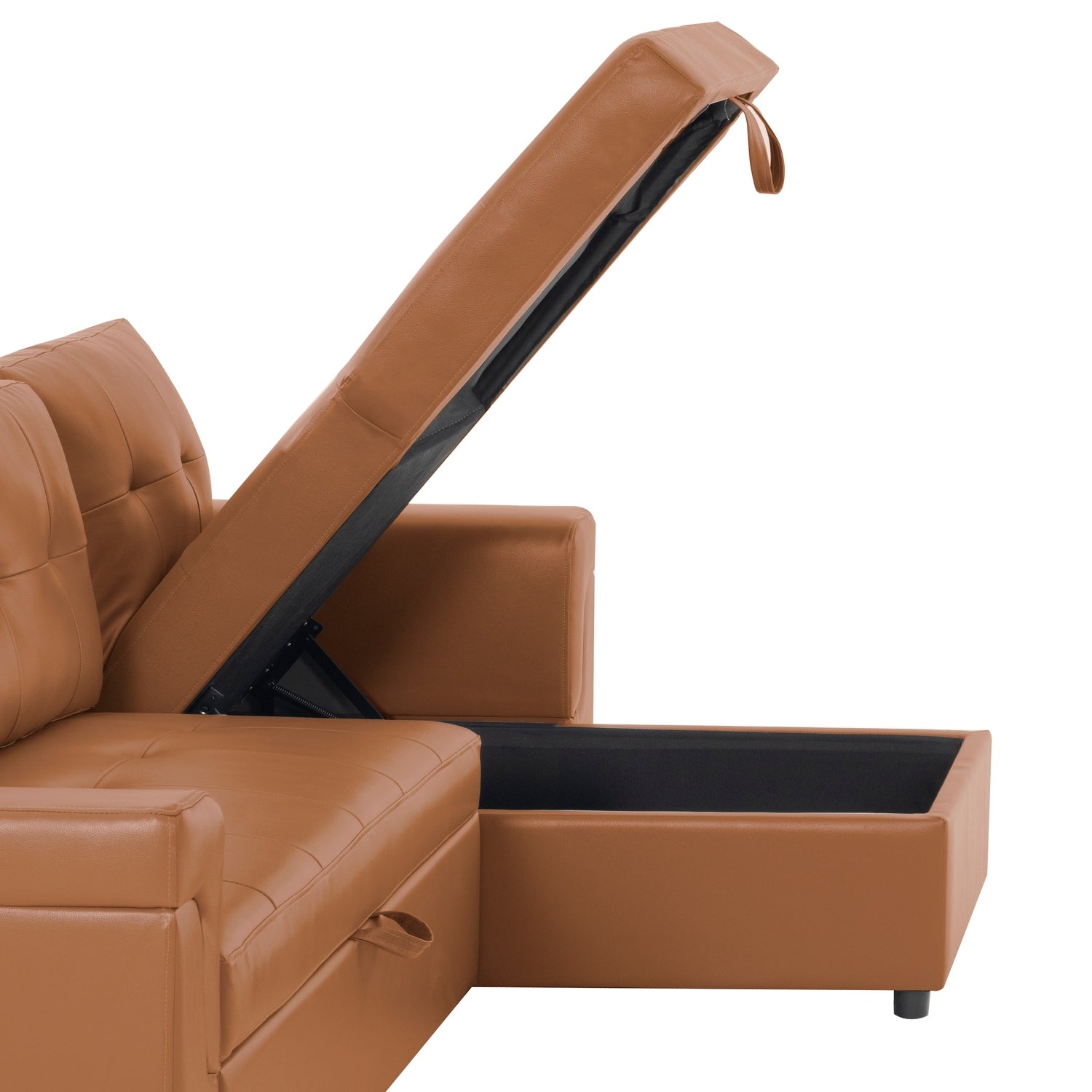 Canapé sectionnel convertible réversible avec lit gigogne, méridienne avec rangement dissimulé et pieds robustes