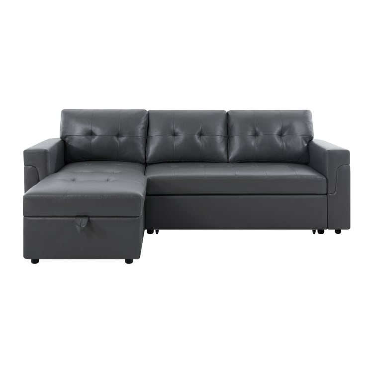 Canapé sectionnel convertible réversible avec lit gigogne, méridienne avec rangement dissimulé et pieds robustes