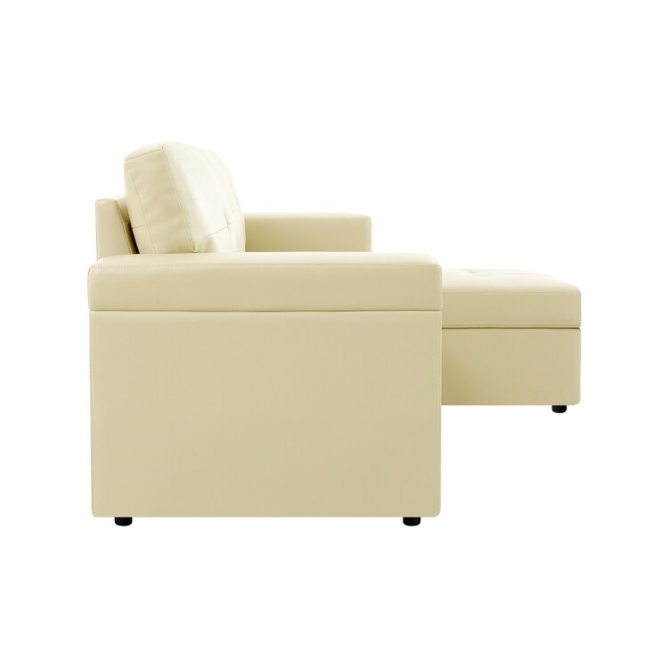 Canapé sectionnel convertible réversible avec lit gigogne, méridienne avec rangement dissimulé et pieds robustes