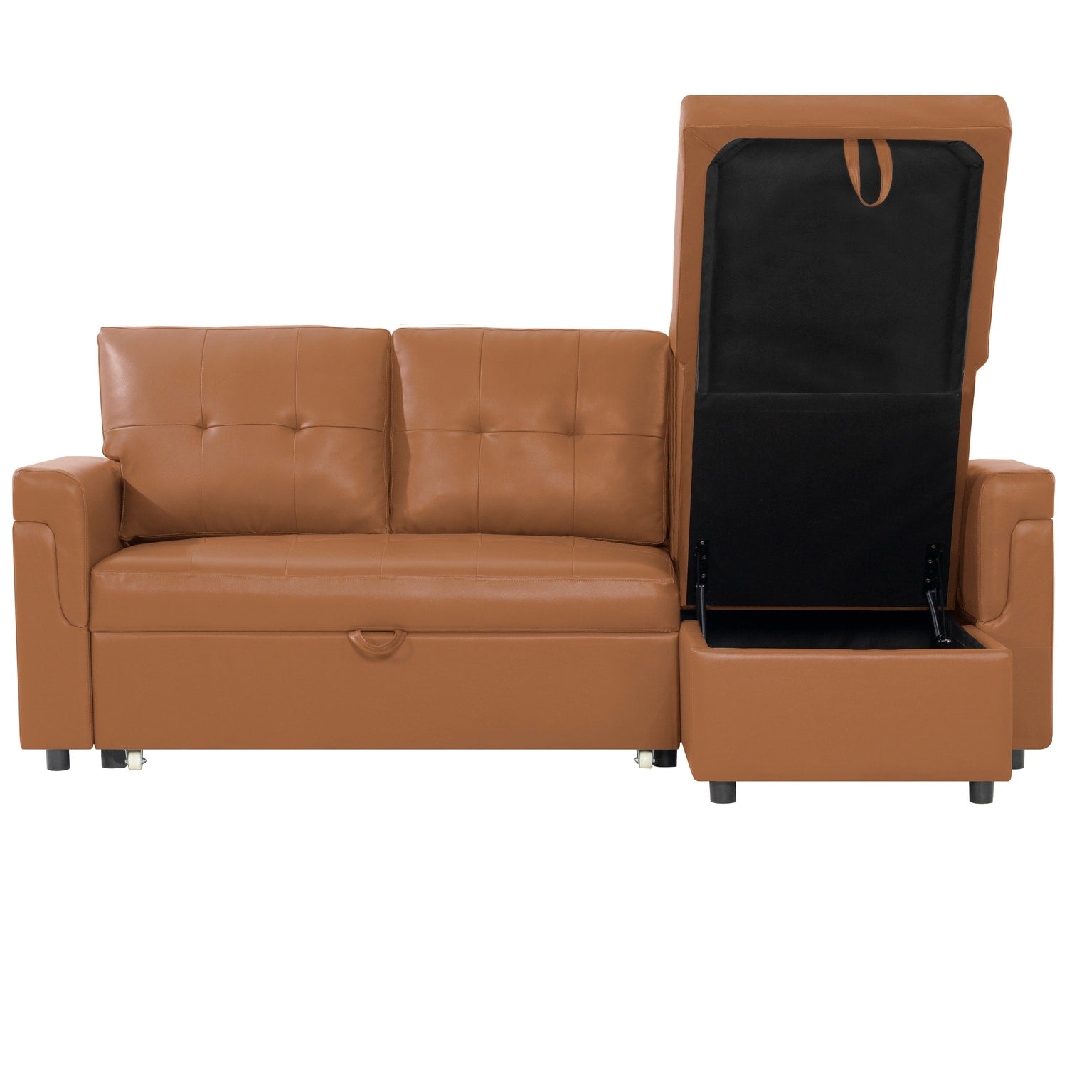 Canapé sectionnel convertible réversible avec lit gigogne, méridienne avec rangement dissimulé et pieds robustes