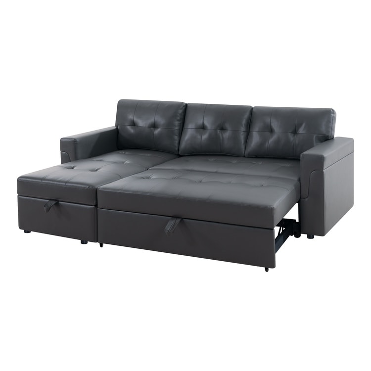 Canapé sectionnel convertible réversible avec lit gigogne, méridienne avec rangement dissimulé et pieds robustes