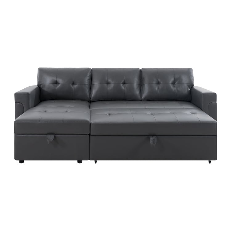 Canapé sectionnel convertible réversible avec lit gigogne, méridienne avec rangement dissimulé et pieds robustes