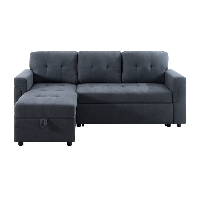 Canapé sectionnel convertible réversible avec lit gigogne, méridienne avec rangement dissimulé et pieds robustes