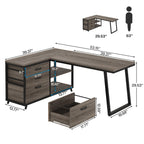 Bureau réversible en L avec tiroirs classeurs, bureau d'angle pour ordinateur