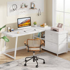 Bureau réversible en L avec tiroirs classeurs, bureau d'angle pour ordinateur
