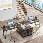 Bureau réversible en L avec tiroirs classeurs, bureau d'angle pour ordinateur