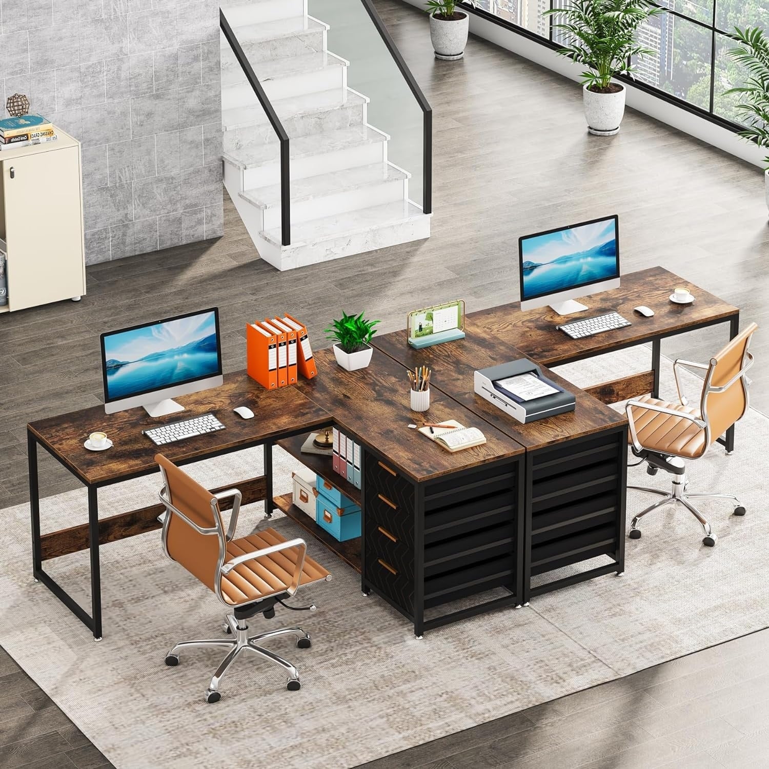 Bureau d'ordinateur réversible en forme de L, table d'écriture robuste, poste de travail