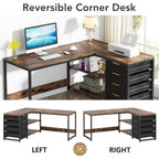 Bureau d'ordinateur réversible en forme de L, table d'écriture robuste, poste de travail