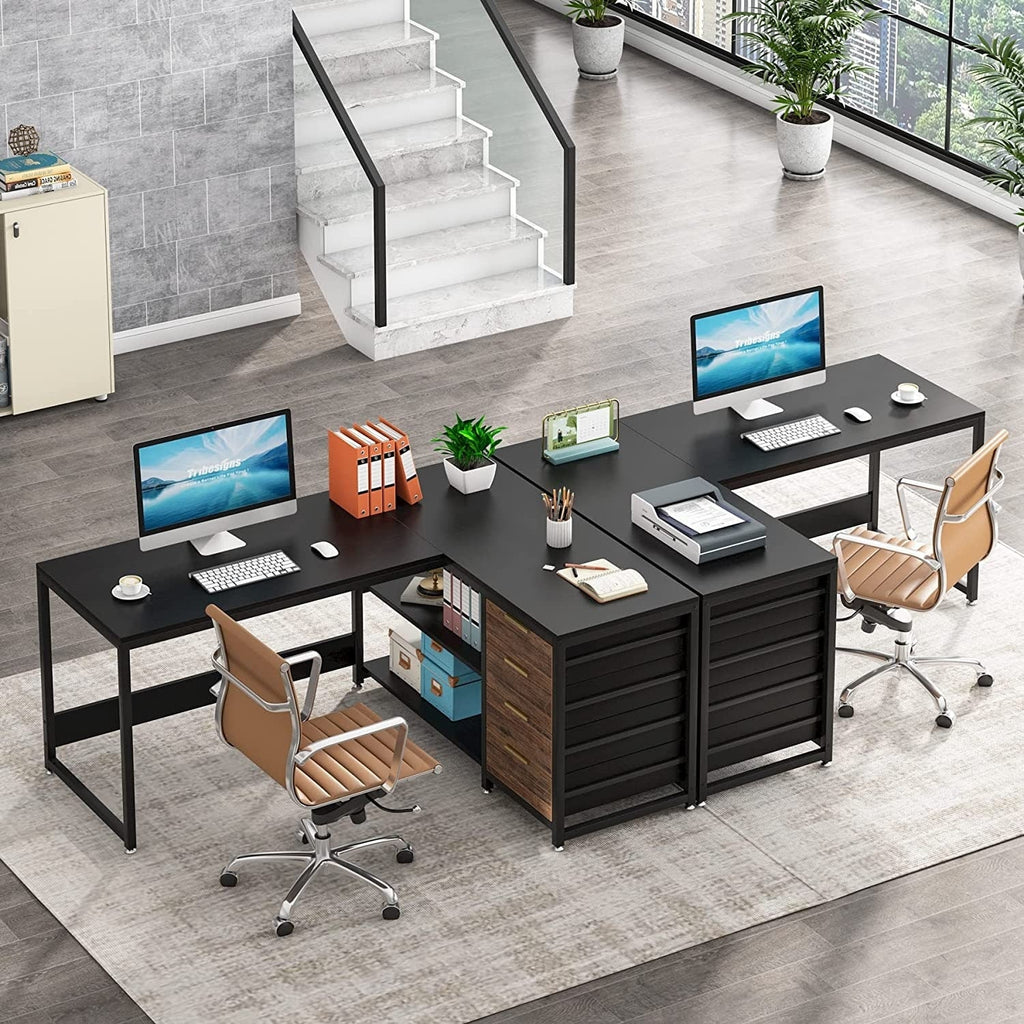 Bureau d'ordinateur réversible en forme de L, table d'écriture robuste, poste de travail