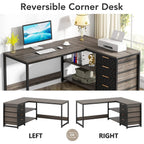 Bureau d'ordinateur réversible en forme de L, table d'écriture robuste, poste de travail