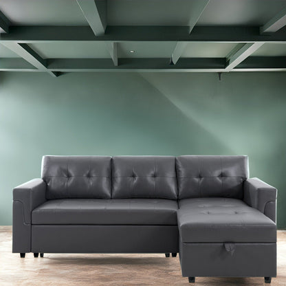 Canapé sectionnel réversible avec lit gigogne, méridienne de rangement dissimulée, pieds durables,