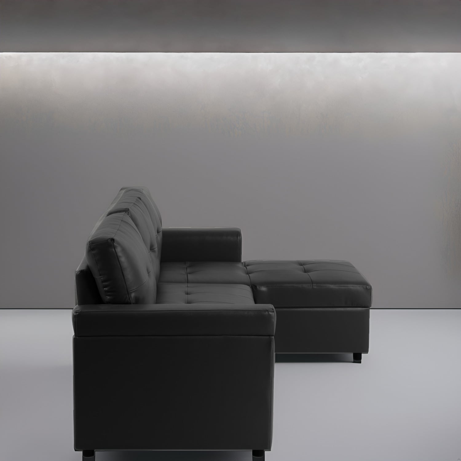 Canapé sectionnel réversible avec lit gigogne, méridienne de rangement dissimulée, pieds durables,