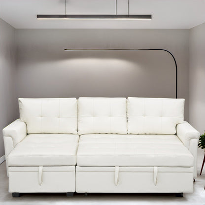 Canapé sectionnel réversible avec lit gigogne, méridienne de rangement dissimulée, pieds durables,