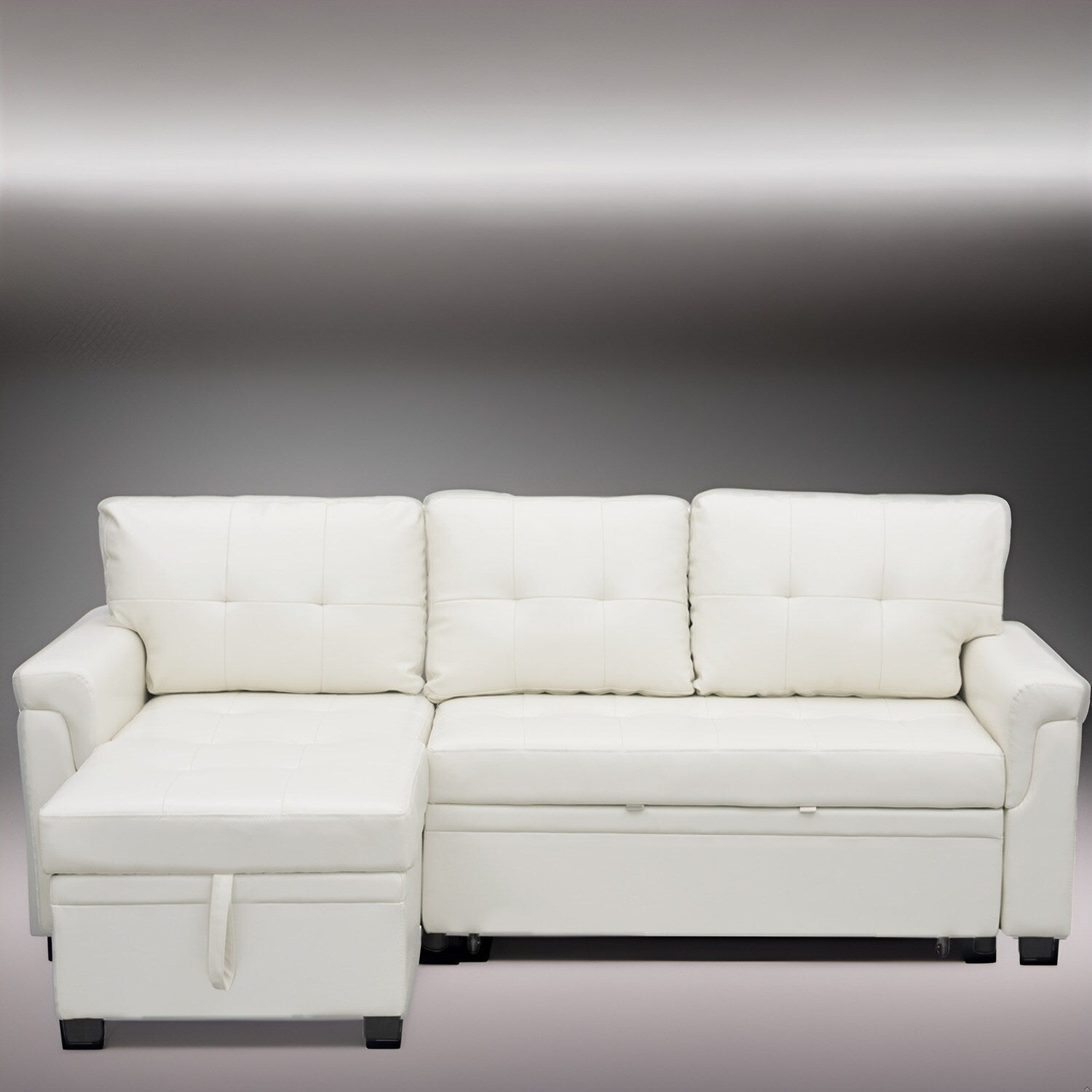 Canapé sectionnel réversible avec lit gigogne, méridienne de rangement dissimulée, pieds durables,