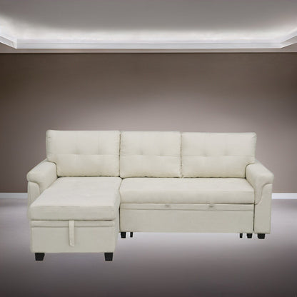 Canapé sectionnel réversible avec lit gigogne, méridienne de rangement dissimulée, pieds durables,