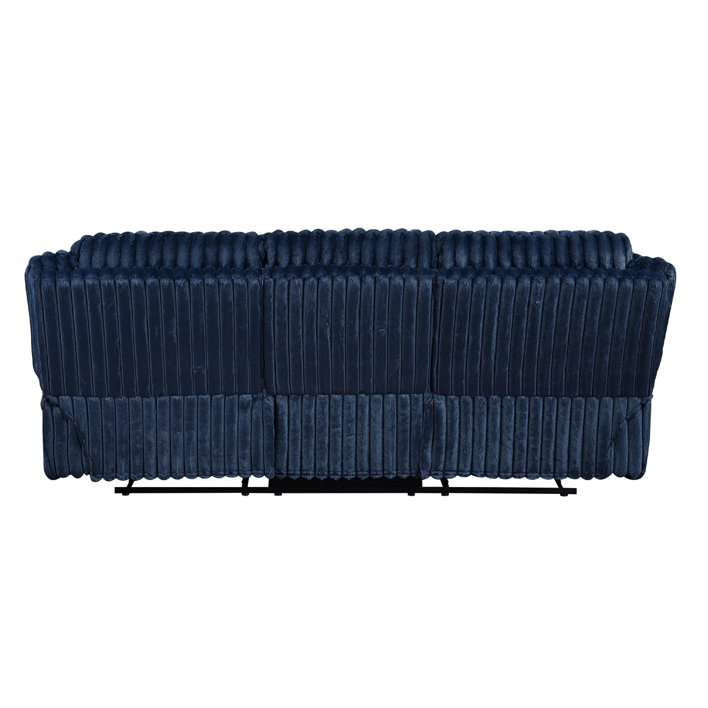 Canapé inclinable manuel double Rexy, velours côtelé bleu texturé, 95 pouces