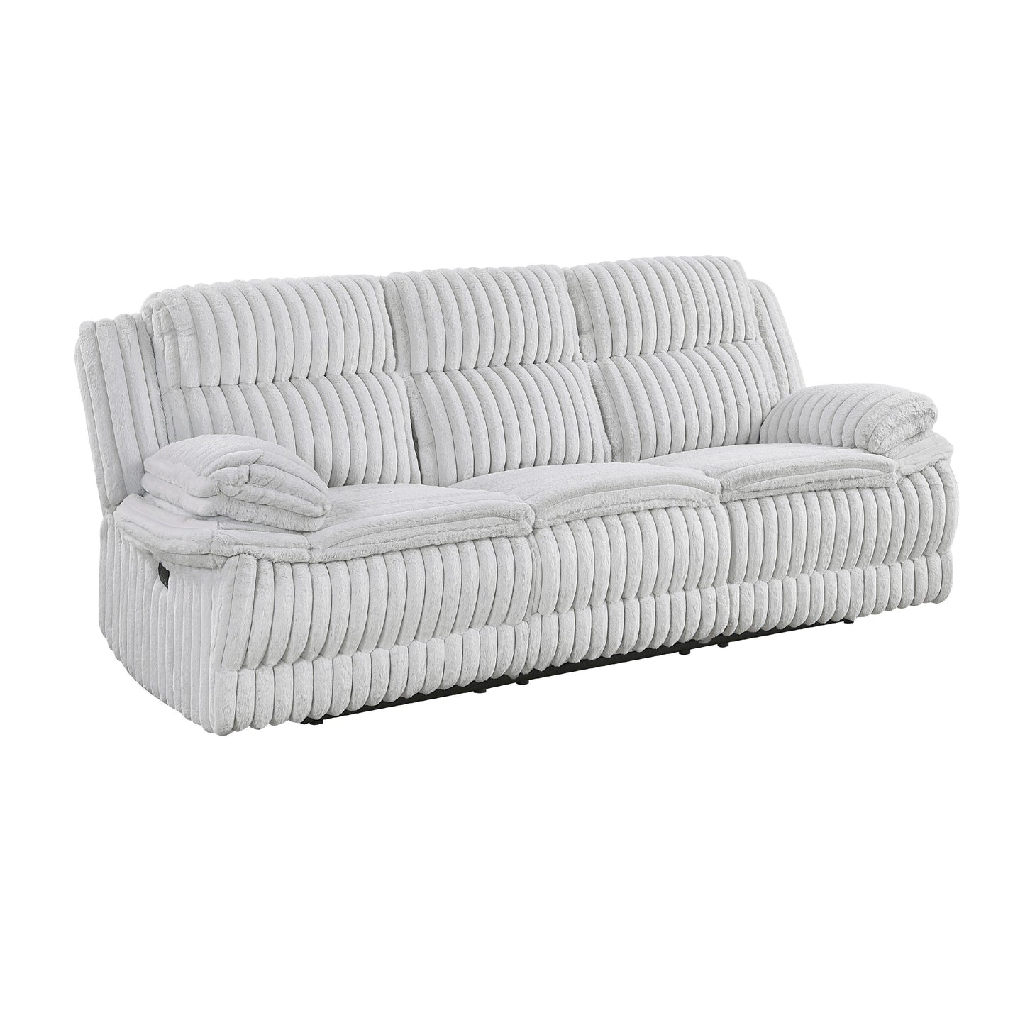 Canapé inclinable manuel double Rexy, velours côtelé gris clair texturé, 95 pouces
