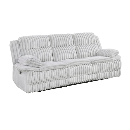 Canapé inclinable manuel double Rexy, velours côtelé gris clair texturé, 95 pouces