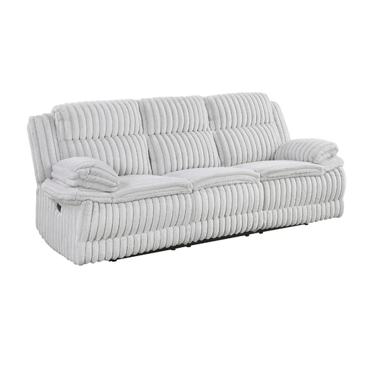 Canapé inclinable manuel double Rexy, velours côtelé gris clair texturé, 95 pouces