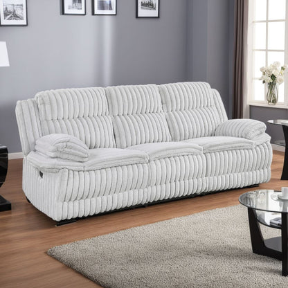 Canapé inclinable manuel double Rexy, velours côtelé gris clair texturé, 95 pouces