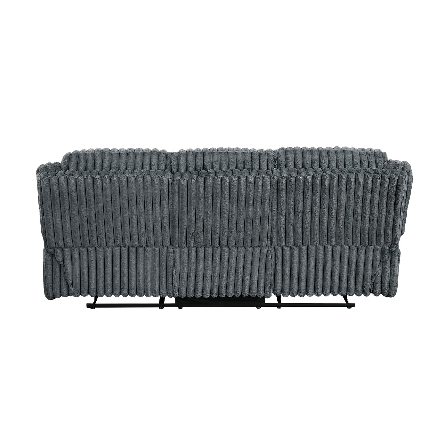 Canapé inclinable manuel double Rexy, velours côtelé texturé gris foncé, 95 pouces