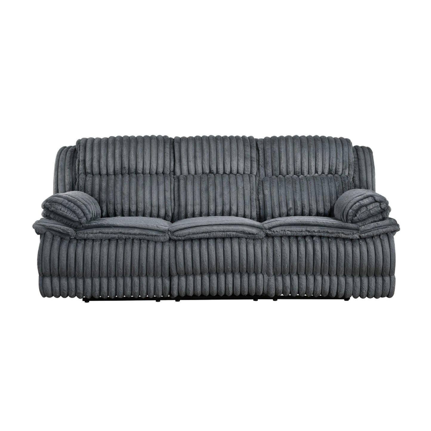 Canapé inclinable manuel double Rexy, velours côtelé texturé gris foncé, 95 pouces