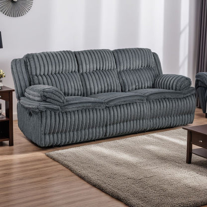 Canapé inclinable manuel double Rexy, velours côtelé texturé gris foncé, 95 pouces