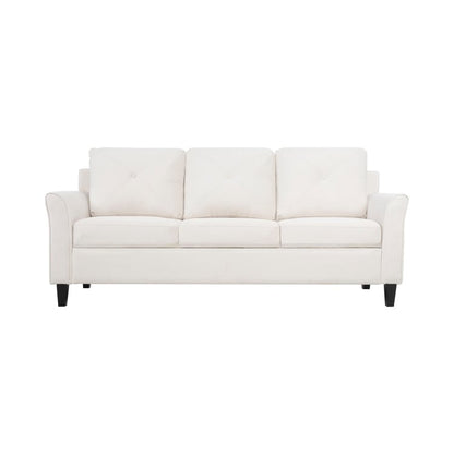 Canapé élégant combiné : canapé Chesterfield avec accoudoirs roulés et accoudoirs évasés capitonnés en microfibre pour petits espaces