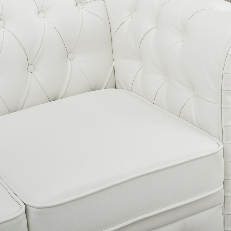Canapé élégant combiné : canapé Chesterfield avec accoudoirs roulés et accoudoirs évasés capitonnés en microfibre pour petits espaces