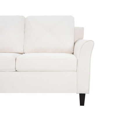 Canapé élégant combiné : canapé Chesterfield avec accoudoirs roulés et accoudoirs évasés capitonnés en microfibre pour petits espaces