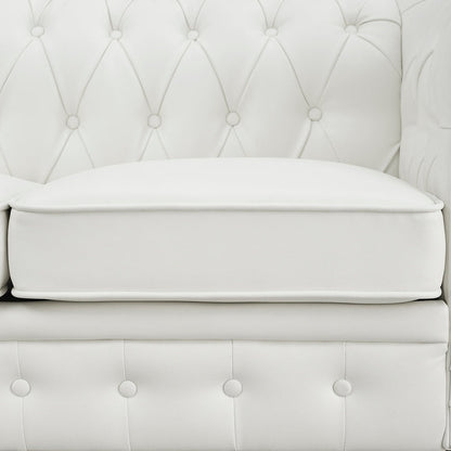 Canapé élégant combiné : canapé Chesterfield avec accoudoirs roulés et accoudoirs évasés capitonnés en microfibre pour petits espaces