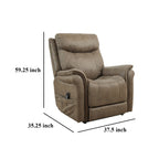 Fauteuil inclinable électrique Rezze, mousse, similicuir marron bois flotté