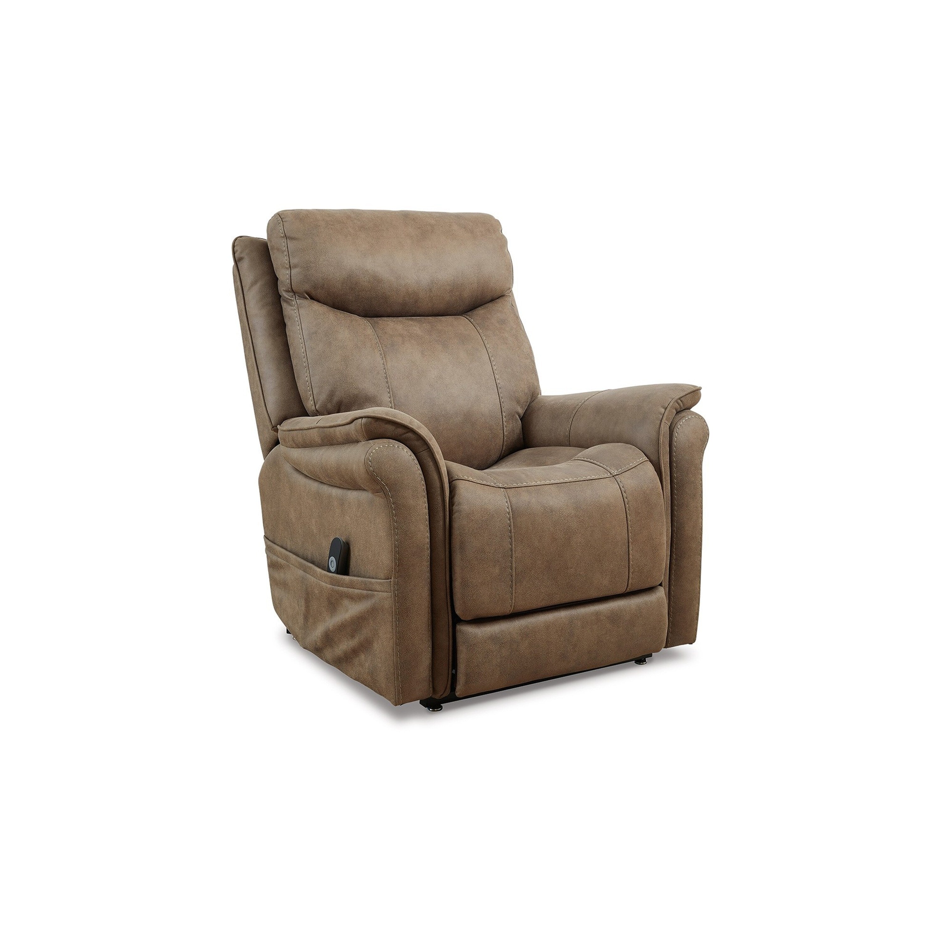 Fauteuil inclinable électrique Rezze, mousse, similicuir marron bois flotté