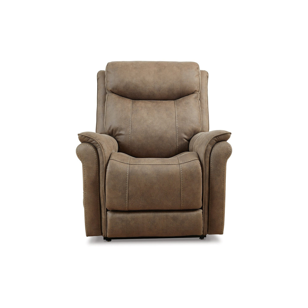 Fauteuil inclinable électrique Rezze, mousse, similicuir marron bois flotté