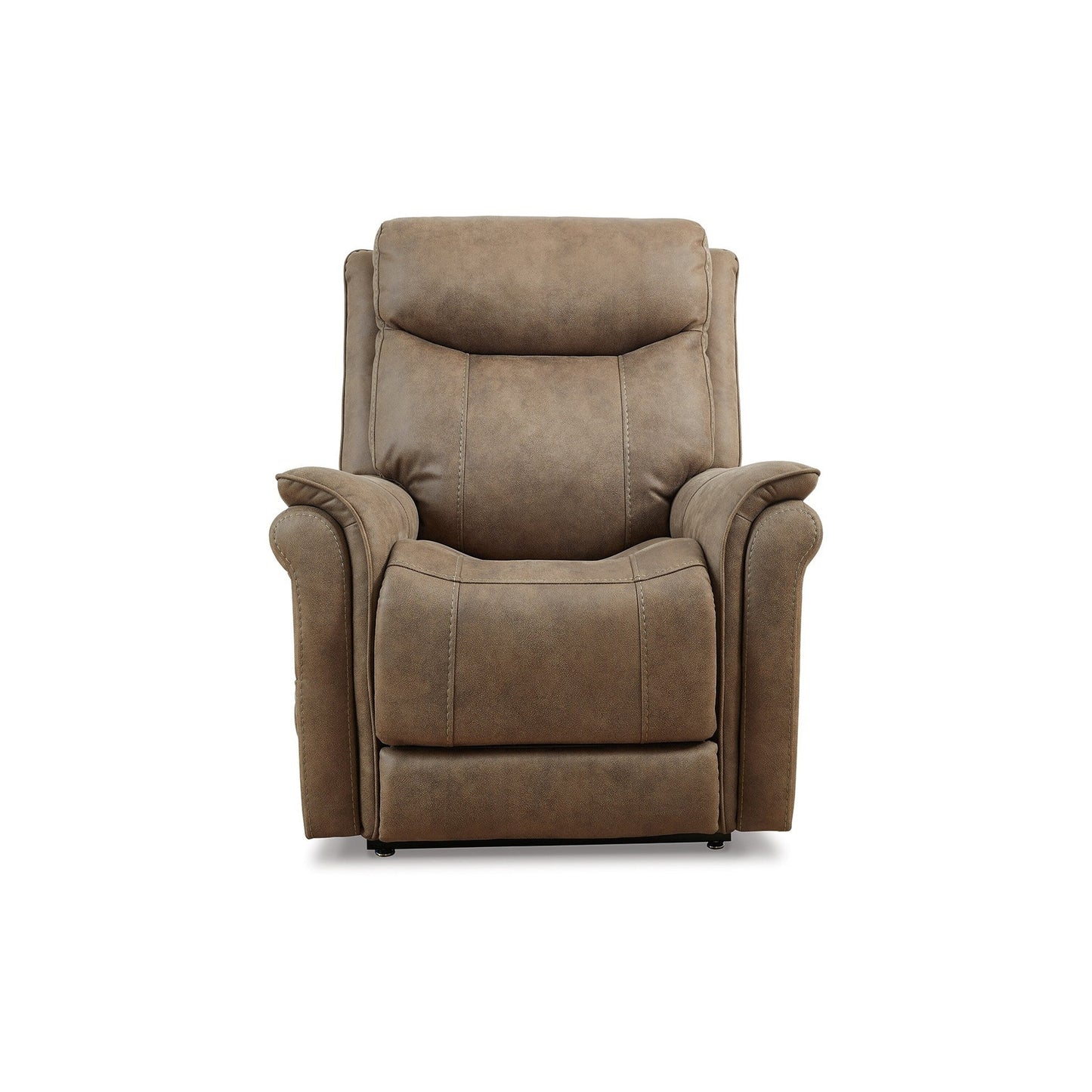 Fauteuil inclinable électrique Rezze, mousse, similicuir marron bois flotté