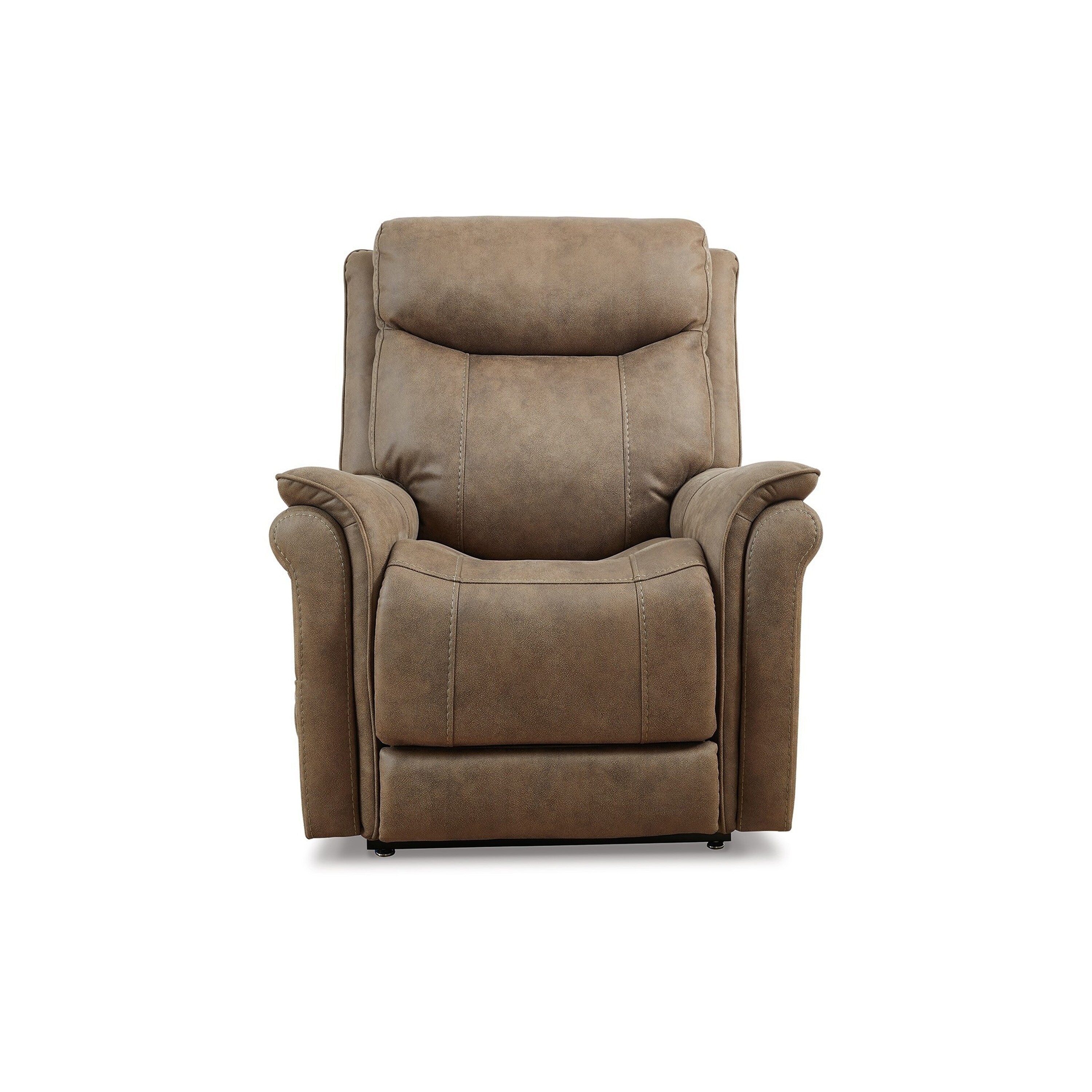 Fauteuil inclinable électrique Rezze, mousse, similicuir marron bois flotté