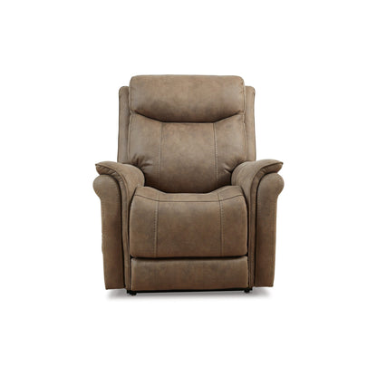 Fauteuil inclinable électrique Rezze, mousse, similicuir marron bois flotté