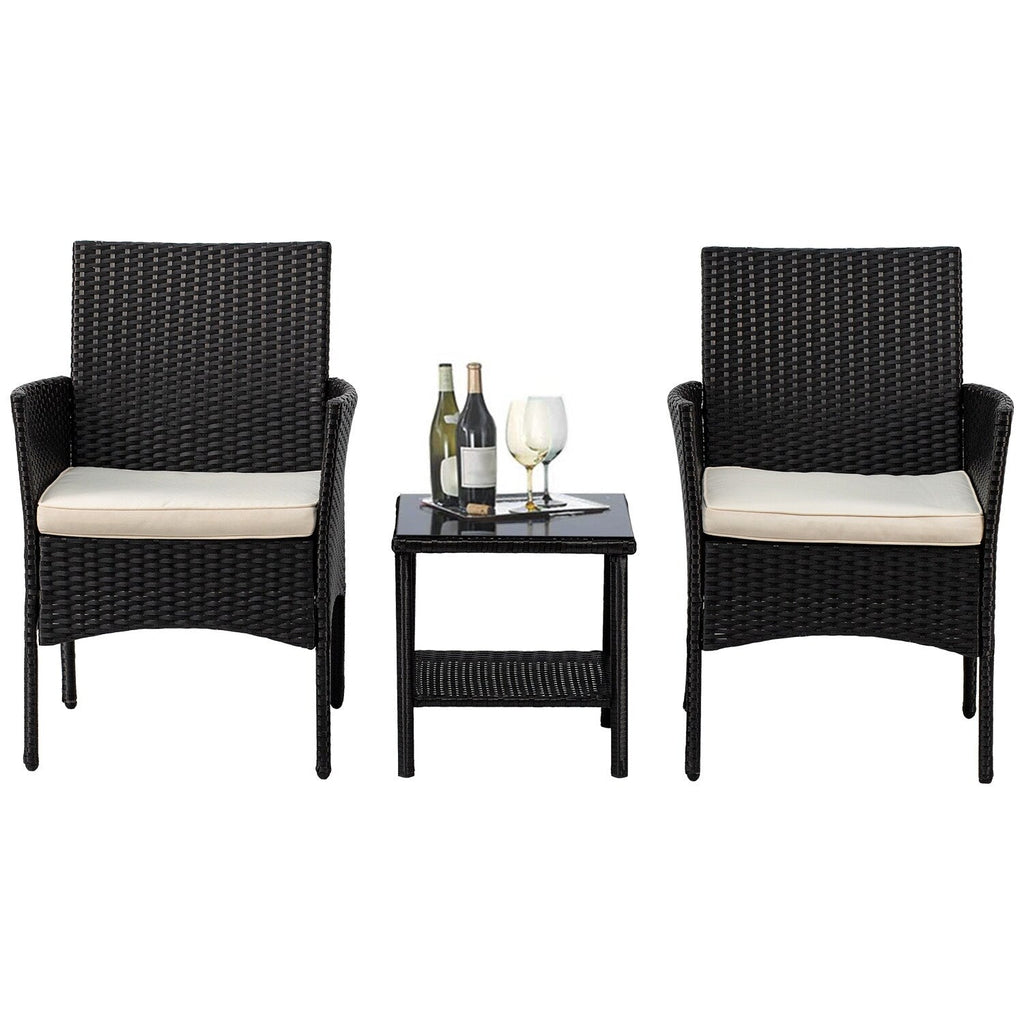 Ensemble de 3 chaises et table d'extérieur en rotin moderne Rhine par Furniture of America